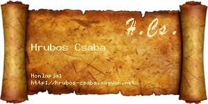 Hrubos Csaba névjegykártya